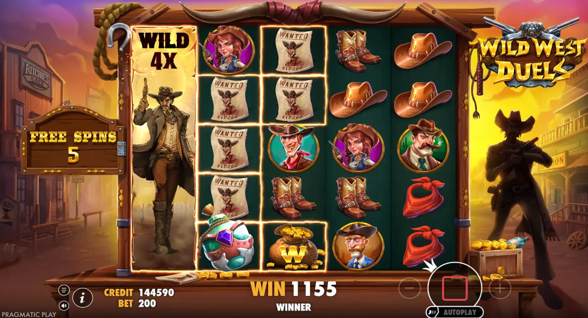 Interface do jogo Wild West Duels